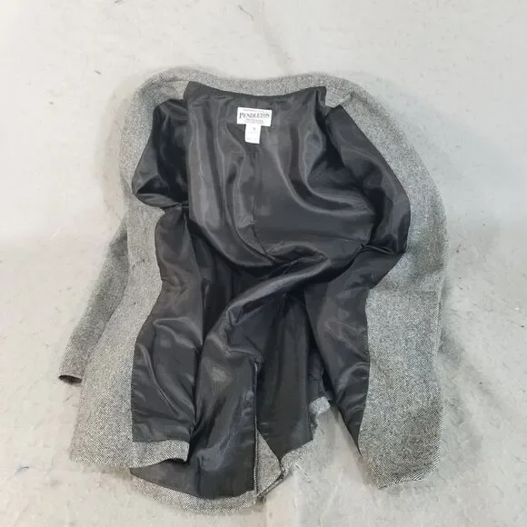 Pendleton Suit womens 18 Gray Herringbone Jacket Pants Luxury Wool vintage - Picture 12 of 16